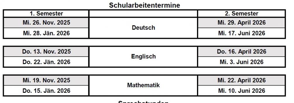 Schularbeitentermine
